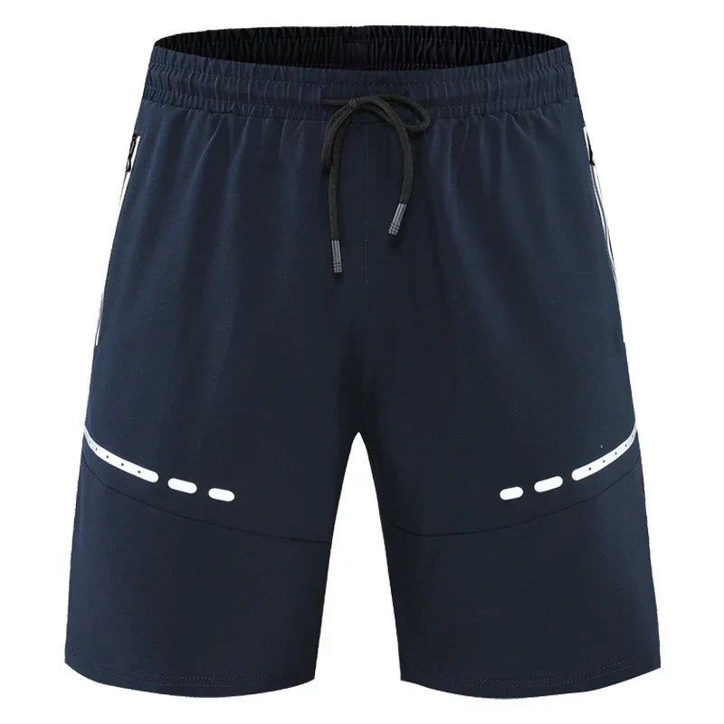 Trainingsshorts Herren | Slim Fit | Reißverschlusstaschen | leicht | dehnbar | kurz-Marineblau-S-Luzern Mode