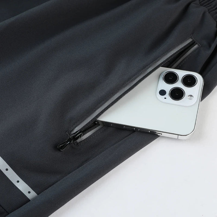 Trainingsshorts Herren | Slim Fit | Reißverschlusstaschen | leicht | dehnbar | kurz-Luzern Mode