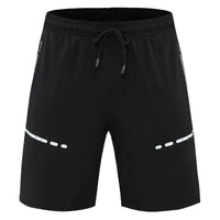 Trainingsshorts Herren | Slim Fit | Reißverschlusstaschen | leicht | dehnbar | kurz-Schwarz-S-Luzern Mode