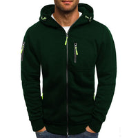Herren Kapuzenjacke mit Reißverschluss und Taschen-Dunkelgrün-S-Luzern Mode