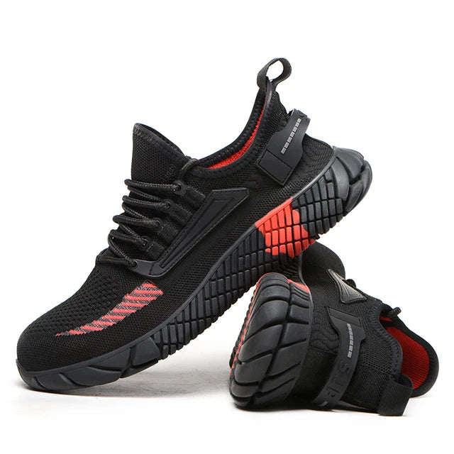 Herren Arbeitsschuhe | Sneaker | Stahlkappe | Leder | Robust | Sicher-Schwarz-39-Luzern Mode