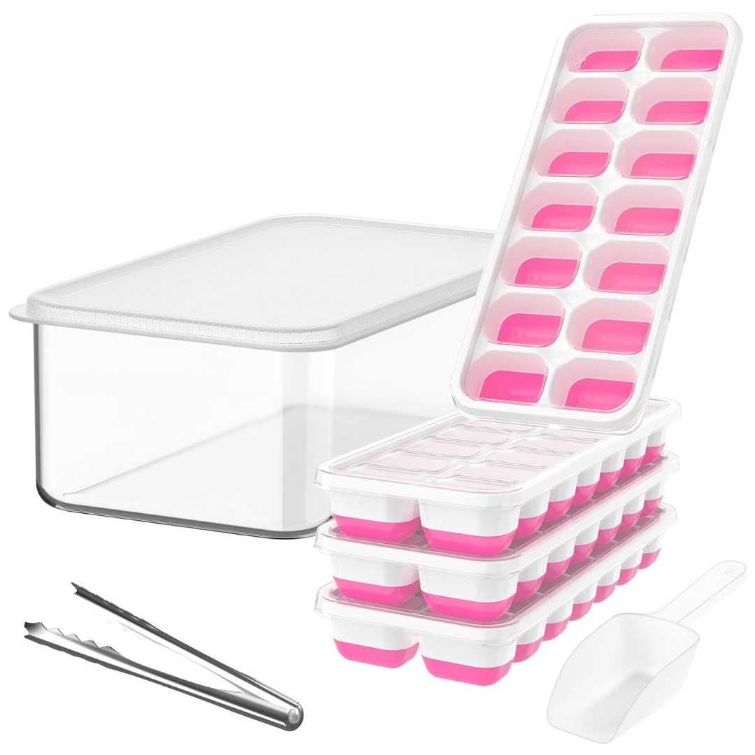 Eiswürfelform | Stapel 4-Pack Silikon langlebig vielseitig flexibel-Weiß-Rosa-Luzern Mode