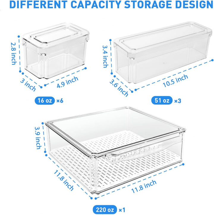 Kühlschrank-Organizer-Set | 10-teilig | Transparent | Stapelbar | Langlebig-Luzern Mode