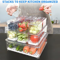 Kühlschrank-Organizer-Set | 10-teilig | Transparent | Stapelbar | Langlebig-Luzern Mode