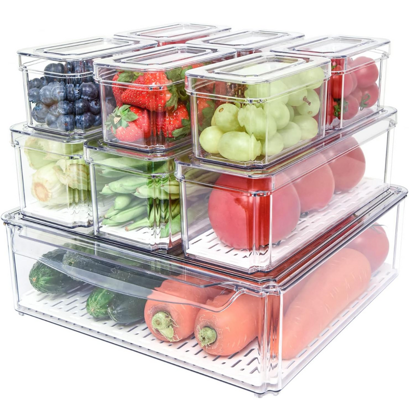 Kühlschrank-Organizer-Set | 10-teilig | Transparent | Stapelbar | Langlebig-Luzern Mode