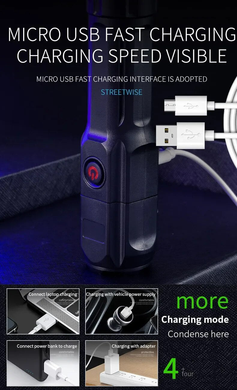 Taschenlampe | Helles LED wiederaufladbar Lange Distanz Zoom USB Vielseitig Kompakt-Luzern Mode