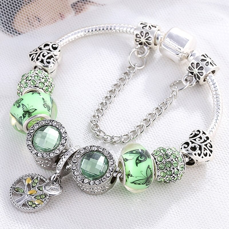 Armband für Damen | Sterling Silber | Grüne Kristalle | Stilvoll-Luzern Mode