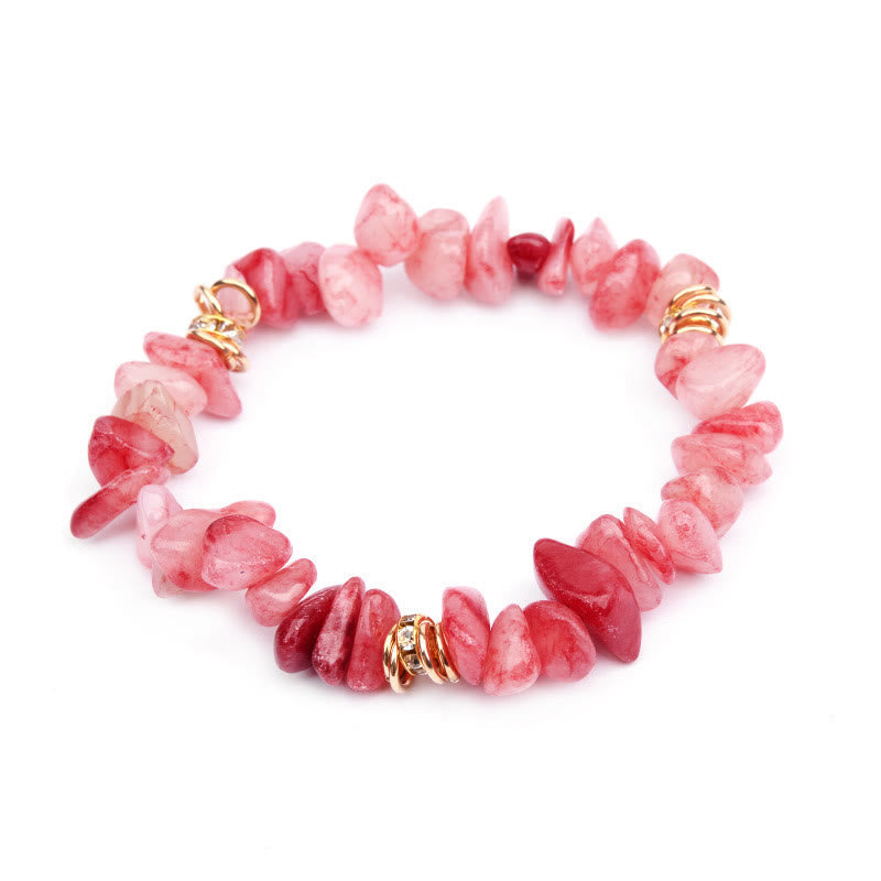 Armband für Damen | Stilvoll | Naturstein | Kristallperlen-Erdbeerquarz-Luzern Mode