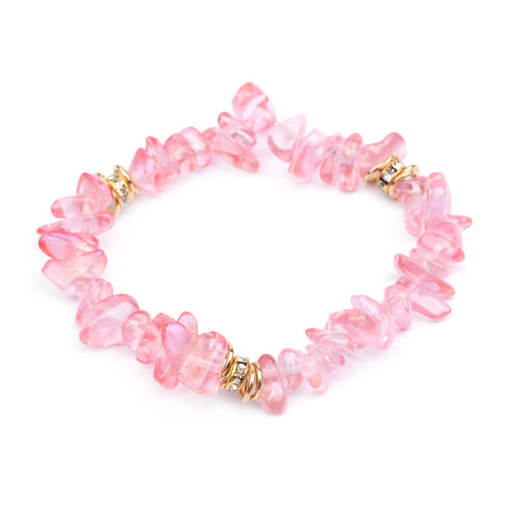 Armband für Damen | Stilvoll | Naturstein | Kristallperlen-Rosenquarz-Luzern Mode