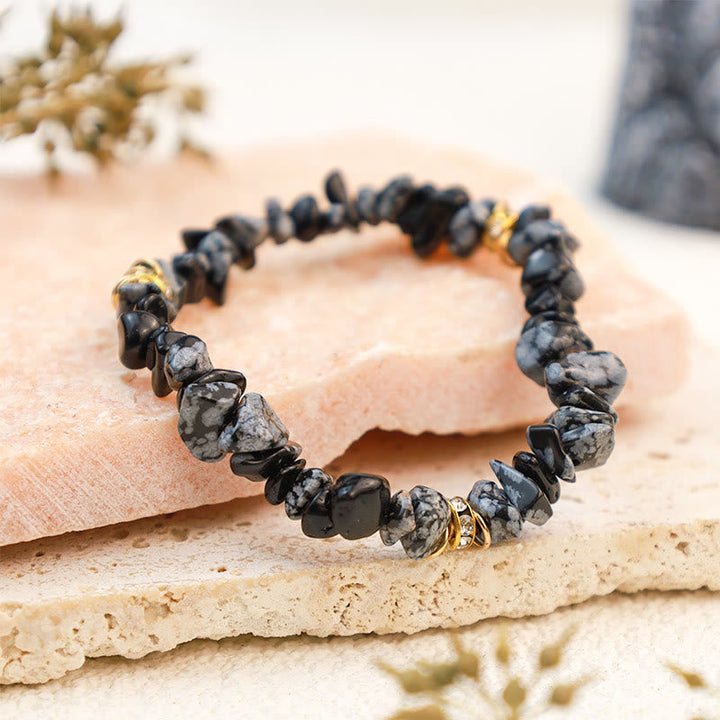 Armband für Damen | Stilvoll | Naturstein | Kristallperlen-Schwarzer Türkis-Luzern Mode