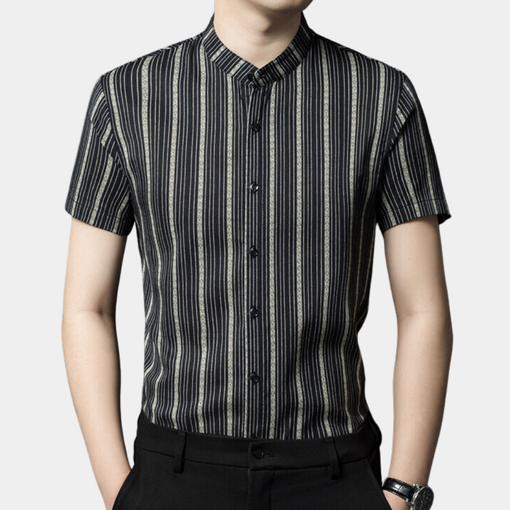 Herren Kurzarmhemd mit Streifenmuster - Modern und Elegant-Luzern Mode