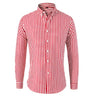 Gestreiftes Herrenhemd | Lange Ärmel | Knöpfe | Kragen | Slim Fit-Rot-S-Luzern Mode
