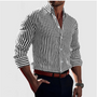 Gestreiftes Herrenhemd | Lange Ärmel | Knöpfe | Kragen | Slim Fit-Schwarz-S-Luzern Mode