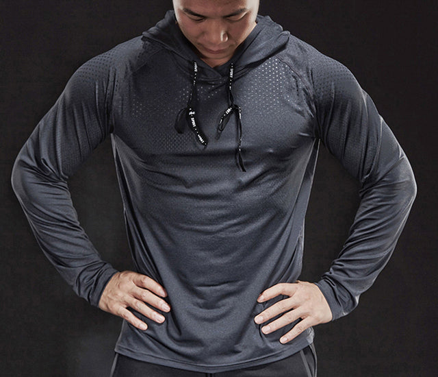 Atmungsaktives Herren Langarm Hoodie für Sport und Freizeit-Dunkelgrau-S-Luzern Mode