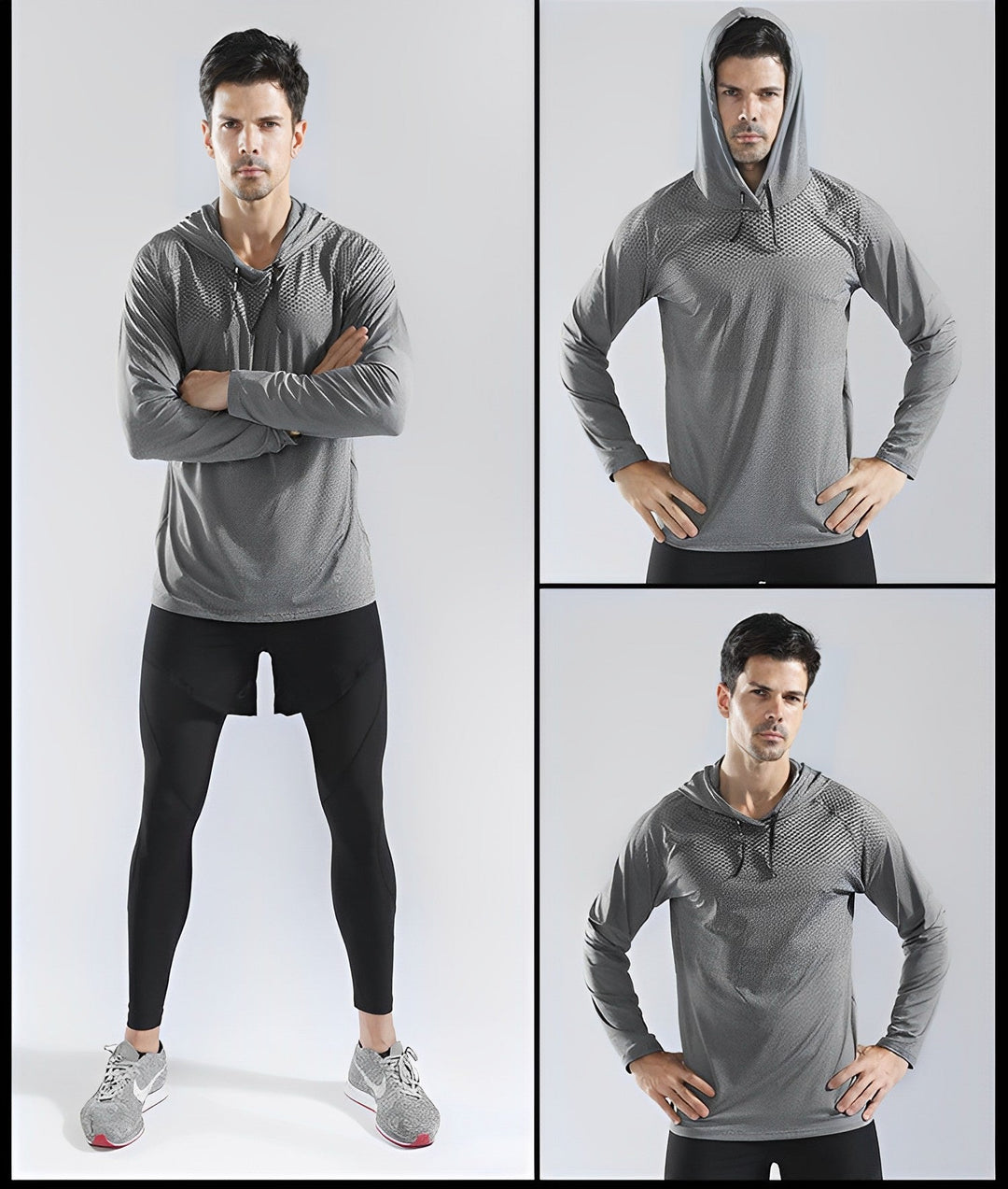 Atmungsaktives Herren Langarm Hoodie für Sport und Freizeit-Grau-S-Luzern Mode