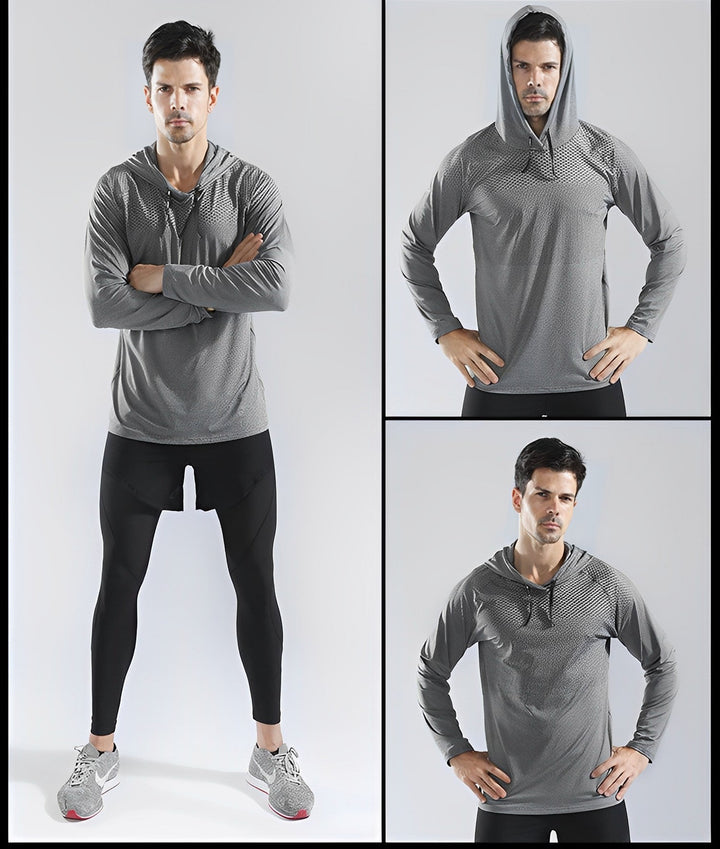 Atmungsaktives Herren Langarm Hoodie für Sport und Freizeit-Grau-S-Luzern Mode