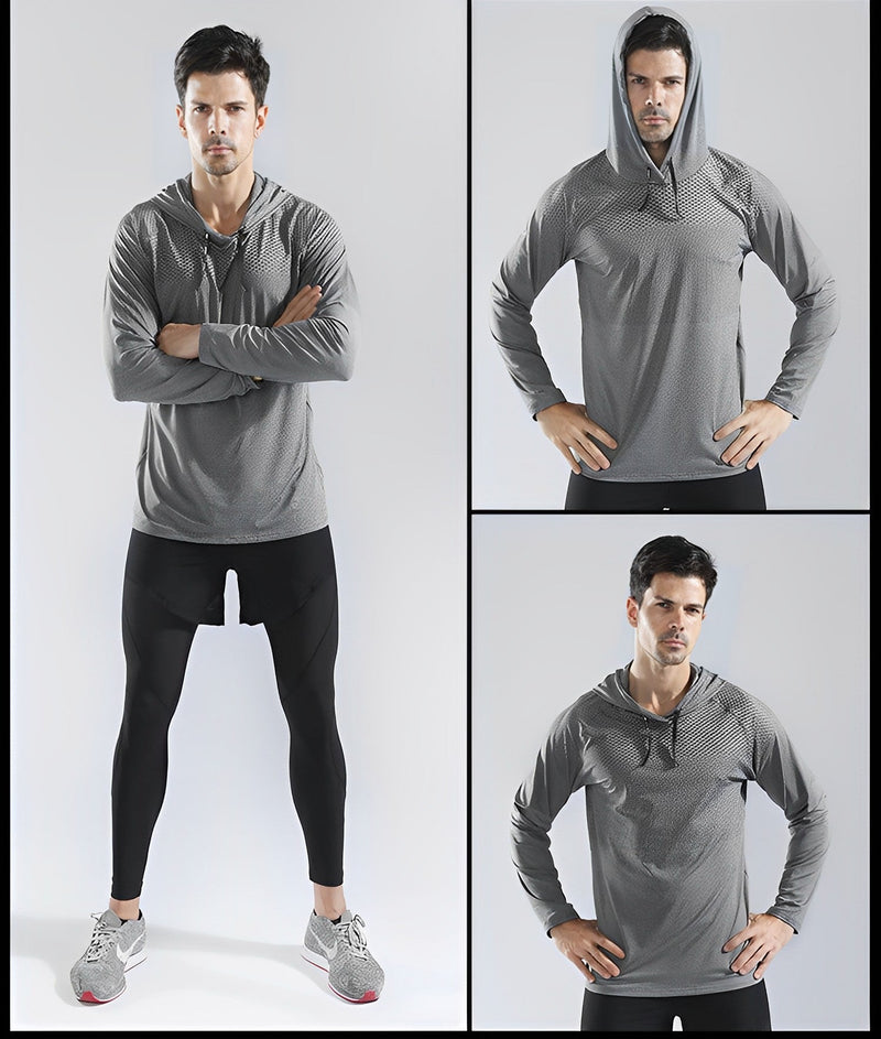 Atmungsaktives Herren Langarm Hoodie für Sport und Freizeit-Grau-S-Luzern Mode
