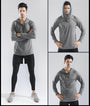 Atmungsaktives Herren Langarm Hoodie für Sport und Freizeit-Grau-S-Luzern Mode