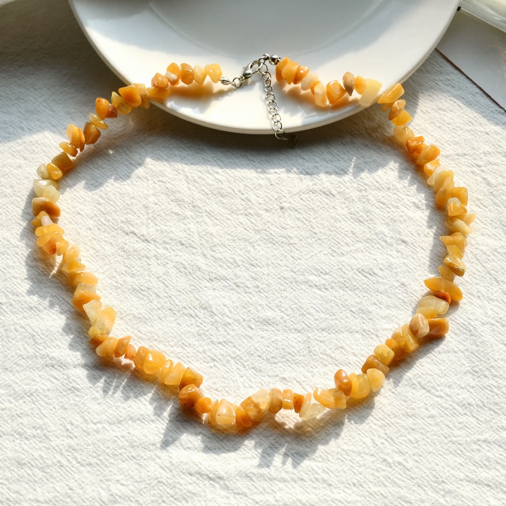 Halskette für Damen | Kristalle | Naturstein | Stilvoll-Gelber Jade-Luzern Mode