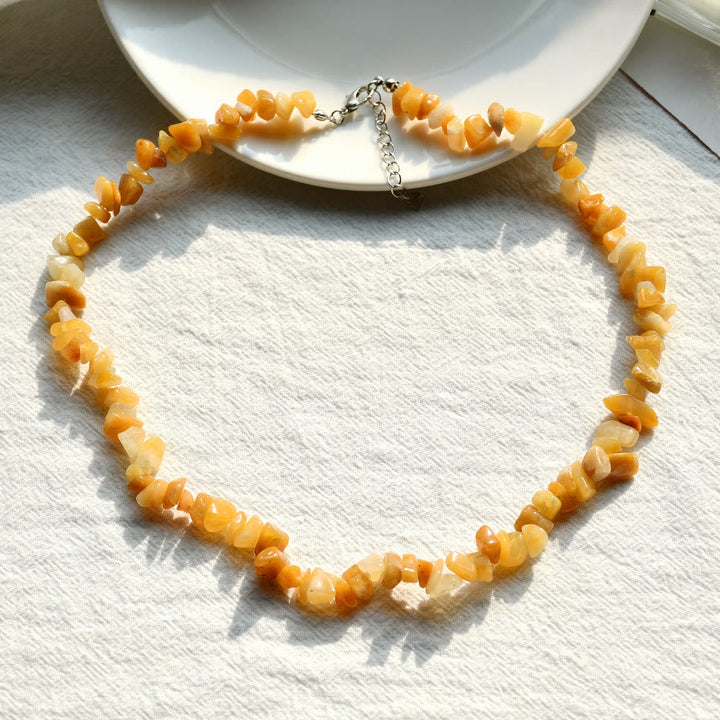 Halskette für Damen | Kristalle | Naturstein | Stilvoll-Gelber Jade-Luzern Mode