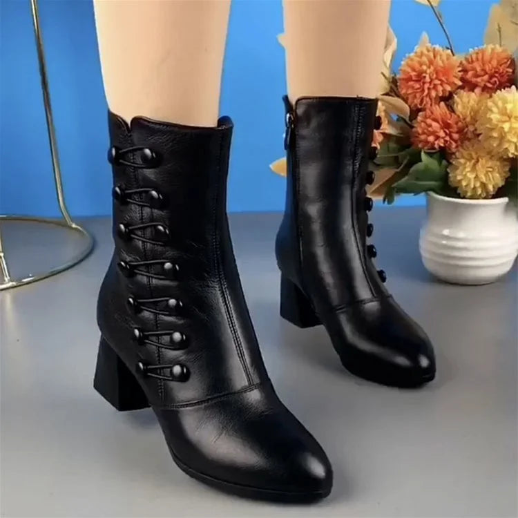Damen Stiefeletten mit Absatz und Schnürung für Herbst/Winter-Luzern Mode