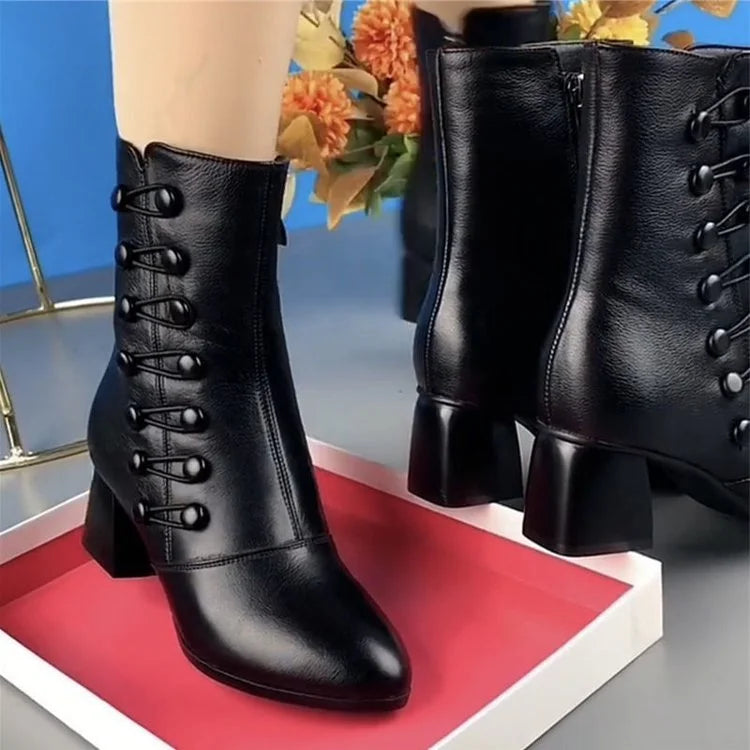 Damen Stiefeletten mit Absatz und Schnürung für Herbst/Winter-Luzern Mode