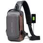 Diebstahlsicherer Rucksack mit USB-Ladeanschluss und Schloss-Grau & Braun-Luzern Mode
