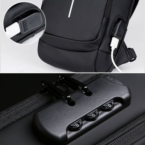 Diebstahlsicherer Rucksack mit USB-Ladeanschluss und Schloss-Luzern Mode