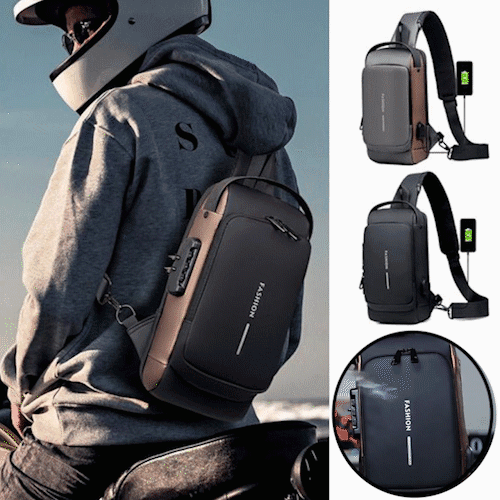 Diebstahlsicherer Rucksack mit USB-Ladeanschluss und Schloss-Schwarz-Luzern Mode