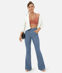 Damen Schlaghose mit Hohem Bund und Taschen - Bequem & Modisch-Luzern Mode