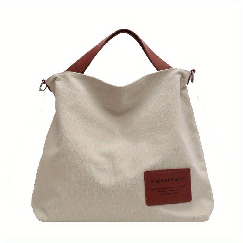 Einfache Canvas Schultertasche für Damen - Alltagstauglich-Cremeweiß-Luzern Mode