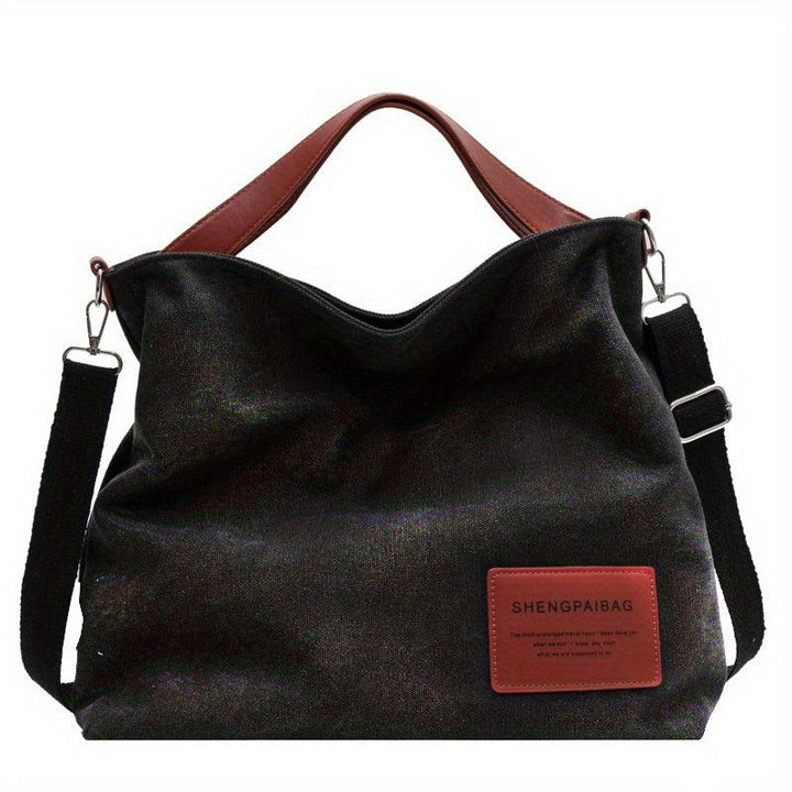 Einfache Canvas Schultertasche für Damen - Alltagstauglich-Schwarz-Luzern Mode