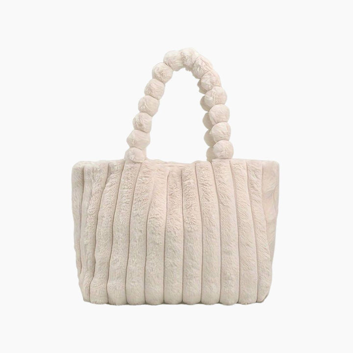 Luxuriöse Damenhandtasche aus Kunstpelz mit Tragegriff-Beige-Luzern Mode