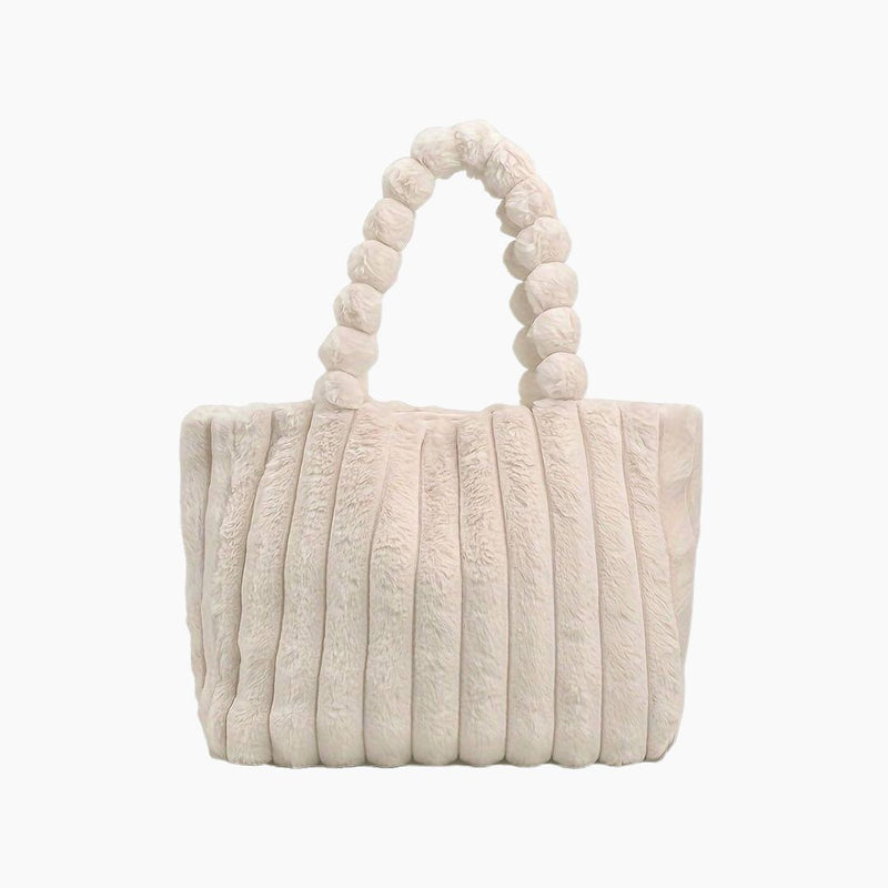 Luxuriöse Damenhandtasche aus Kunstpelz mit Tragegriff-Beige-Luzern Mode