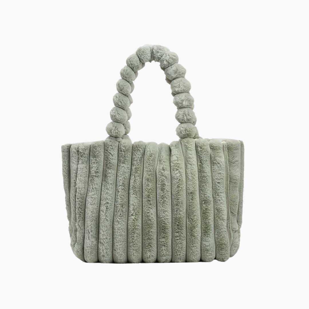 Luxuriöse Damenhandtasche aus Kunstpelz mit Tragegriff-Grün-Luzern Mode