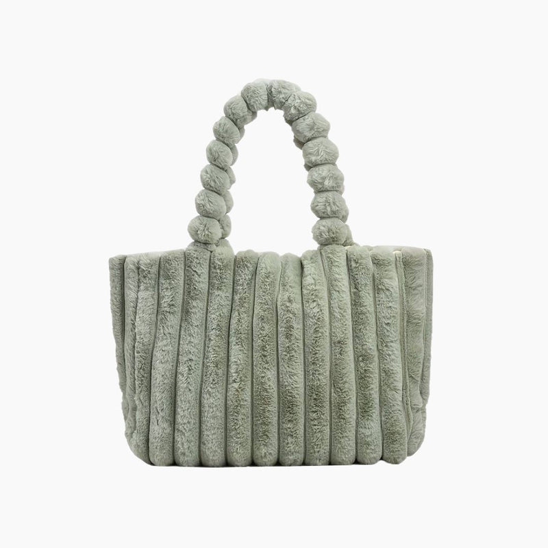Luxuriöse Damenhandtasche aus Kunstpelz mit Tragegriff-Grün-Luzern Mode