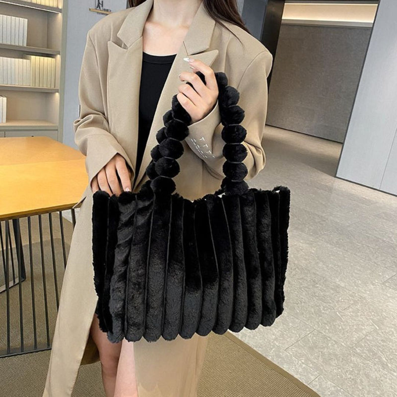 Luxuriöse Damenhandtasche aus Kunstpelz mit Tragegriff-Luzern Mode