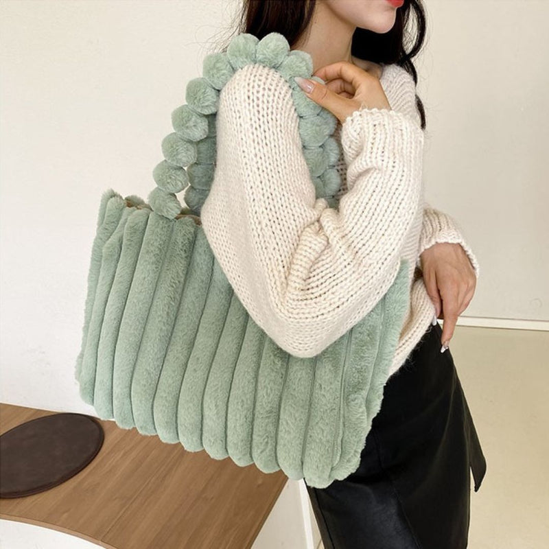Luxuriöse Damenhandtasche aus Kunstpelz mit Tragegriff-Luzern Mode