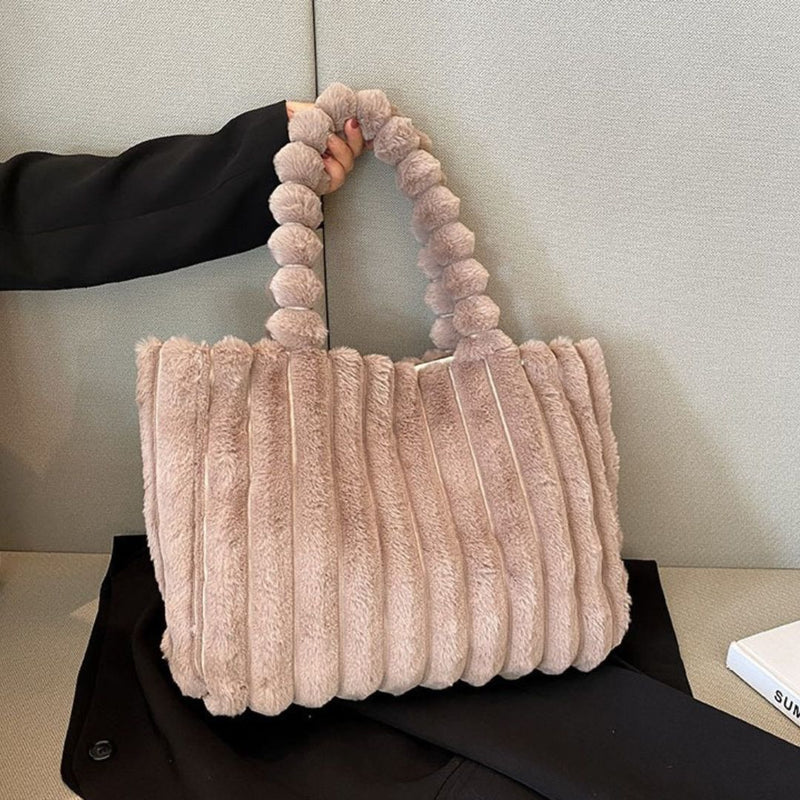 Luxuriöse Damenhandtasche aus Kunstpelz mit Tragegriff-Luzern Mode