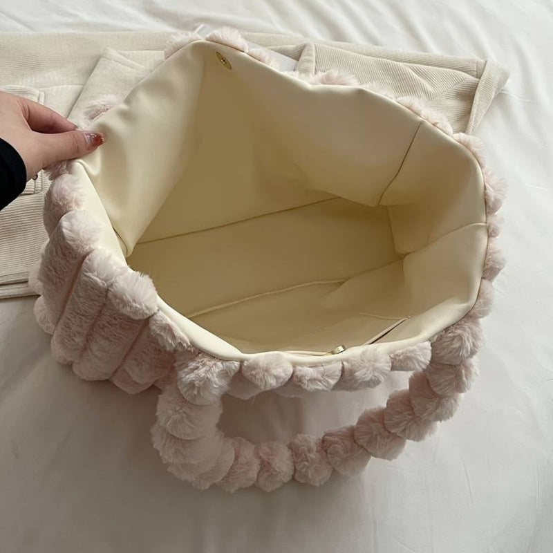Luxuriöse Damenhandtasche aus Kunstpelz mit Tragegriff-Luzern Mode