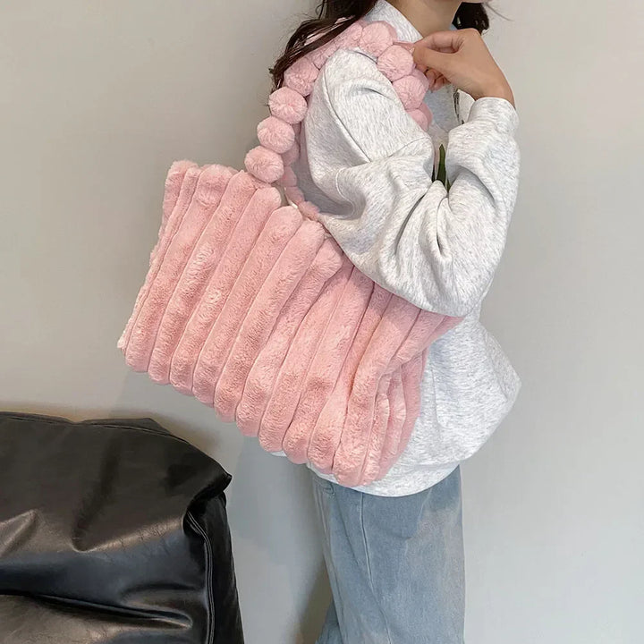 Luxuriöse Damenhandtasche aus Kunstpelz mit Tragegriff-Luzern Mode