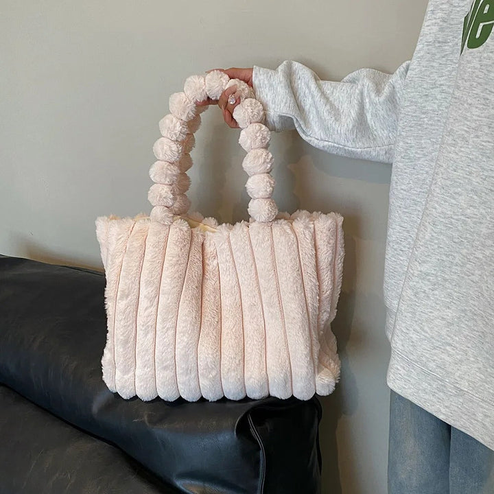 Luxuriöse Damenhandtasche aus Kunstpelz mit Tragegriff-Luzern Mode