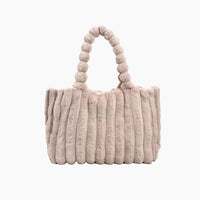 Luxuriöse Damenhandtasche aus Kunstpelz mit Tragegriff-Khaki-Luzern Mode