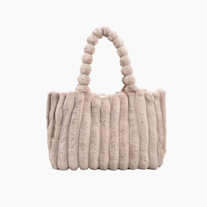 Luxuriöse Damenhandtasche aus Kunstpelz mit Tragegriff-Khaki-Luzern Mode