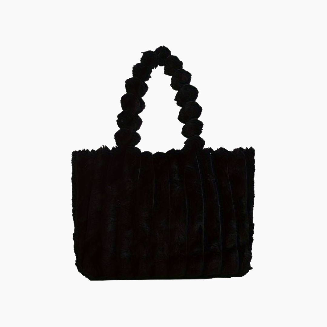 Luxuriöse Damenhandtasche aus Kunstpelz mit Tragegriff-Schwarz-Luzern Mode