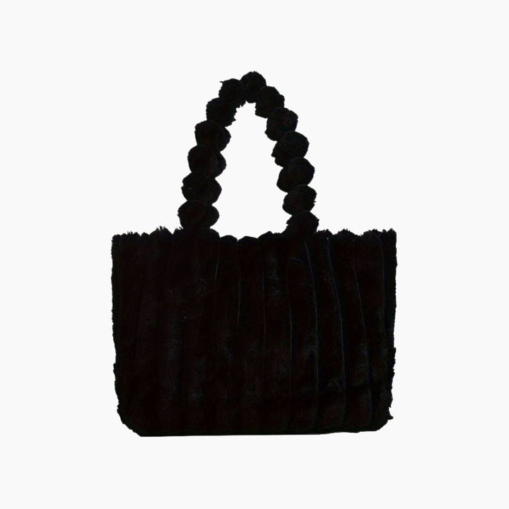 Luxuriöse Damenhandtasche aus Kunstpelz mit Tragegriff-Schwarz-Luzern Mode