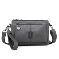 Damen Lederhandtasche mit abnehmbarem Schulterriemen-Dunkelgrau-Luzern Mode