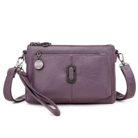 Damen Lederhandtasche mit abnehmbarem Schulterriemen-Lila-Luzern Mode