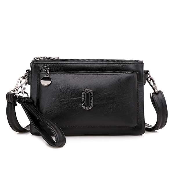 Damen Lederhandtasche mit abnehmbarem Schulterriemen-Schwarz-Luzern Mode