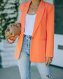 Farbige Damenblazer | Uni | Einknopf | Taschen | Lange Ärmel-Orange-S-Luzern Mode